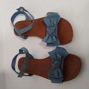 Blue Denim Sandals With Bow sz 8